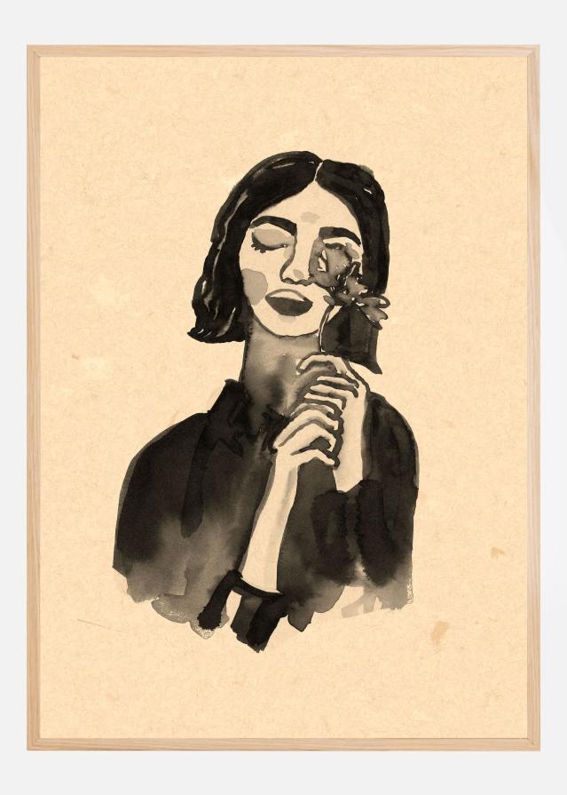 Girl With Flower Plakat