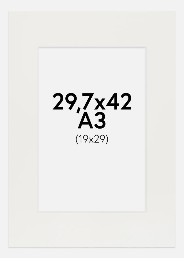 Paspartu Bijelo 3 mm Bijeli unutarnji rub 29,7x42 cm (19x29)