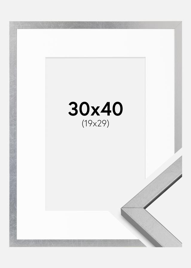 Okvir Minerva Srebro 30x40 cm - Paspartui Bijela 20x30 cm
