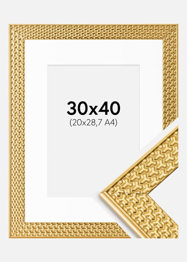 Okvir Grace Zlato 30x40 cm - Paspartu Bijelo 21x29,7 cm (A4)