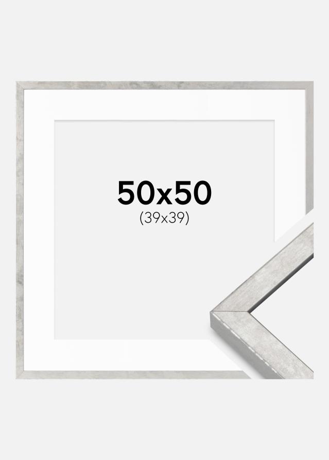 Okvir Ares Srebro 50x50 cm - Paspartui Bijela 40x40 cm