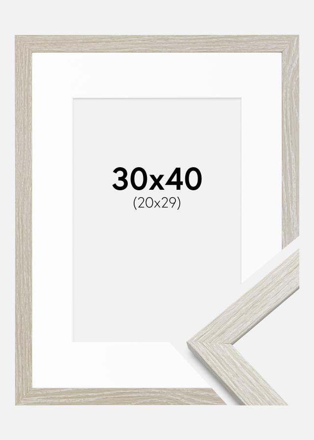 Okvir Stilren svijetlosiva hrast 30x40 cm - Paspartui Bijela 21x30 cm