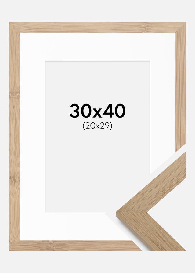 Okvir Hoei bambus 30x40 cm - Paspartui Bijela 21x30 cm
