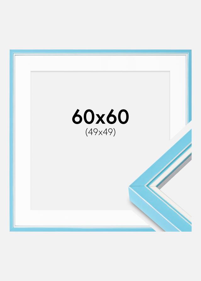 Okvir Diana svijetloplava 60x60 cm - paspartu Bijela 50x50 cm