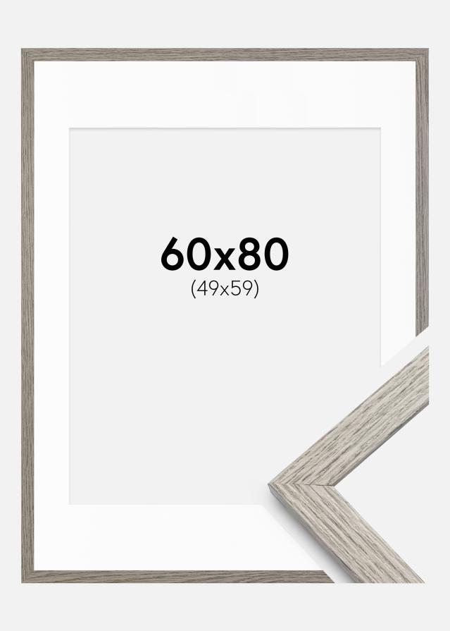 Okvir Stilren sivi hrast 60x80 cm - Paspartui Bijela 50x60 cm