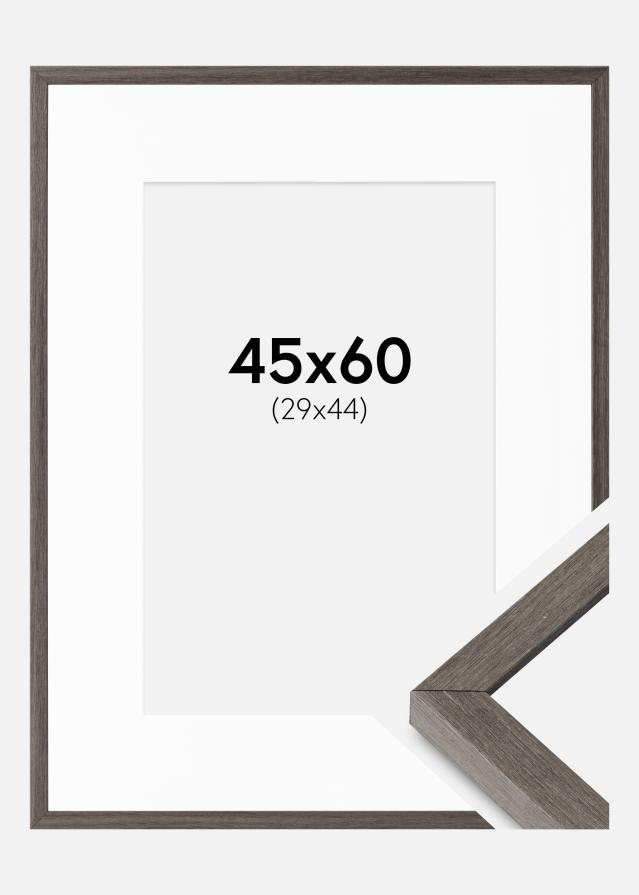 Okvir Ares sivi hrast 45x60 cm - Paspartui Bijela 30x45 cm