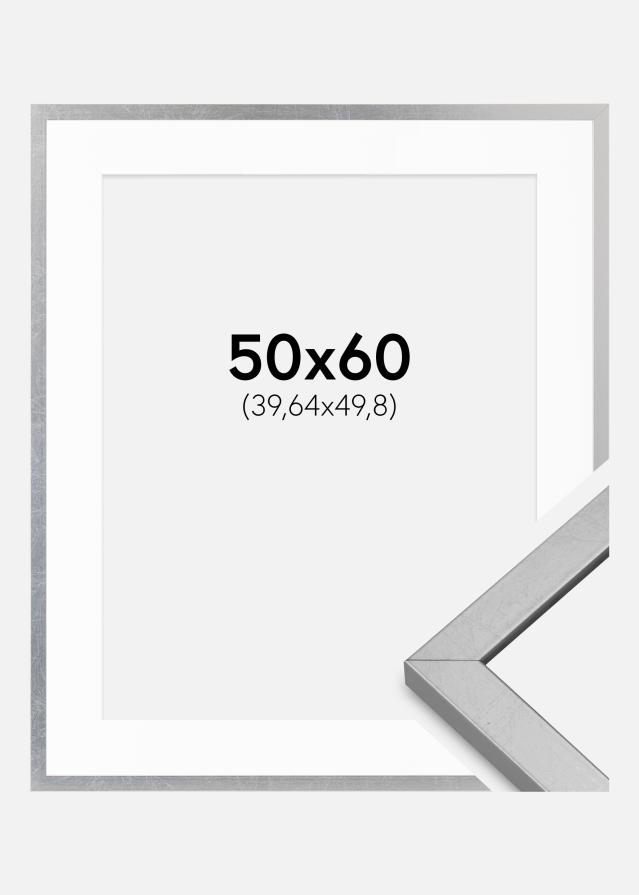 Okvir Minerva Srebro 50x60 cm - Paspartui Bijela 16x20 inča