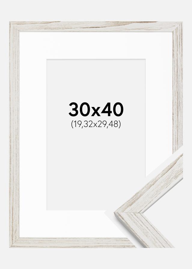 Okvir Stilren Vintage Bijela 30x40 cm - Paspartui Bijela 8x12 inča