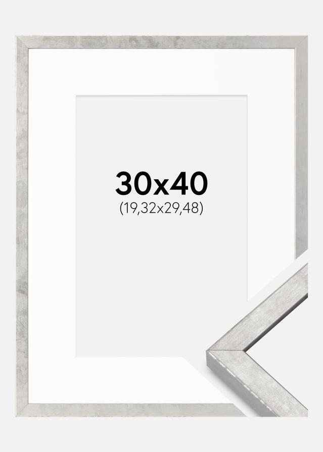 Okvir Ares Srebro 30x40 cm - Paspartui Bijela 8x12 inča