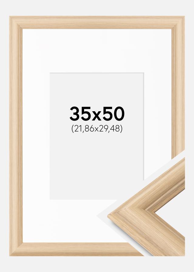 Okvir Västkusten Hrast 35x50 cm - Paspartu Bijelo 9x12 inches