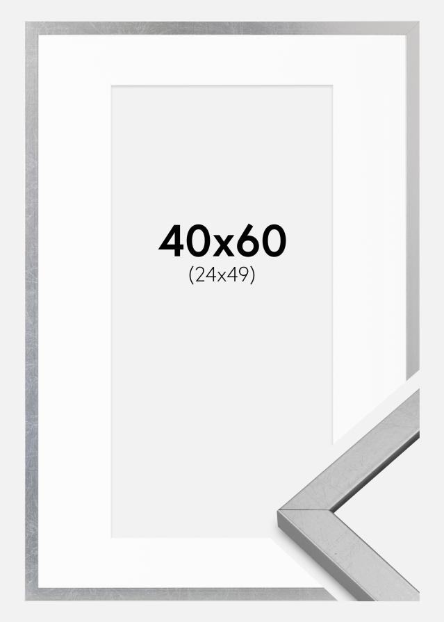 Okvir Minerva Srebro 40x60 cm - Paspartui Bijela 25x50 cm