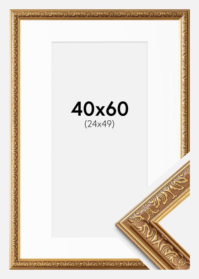 Okvir Swirl Zlato 40x60 cm - Paspartui Bijela 25x50 cm