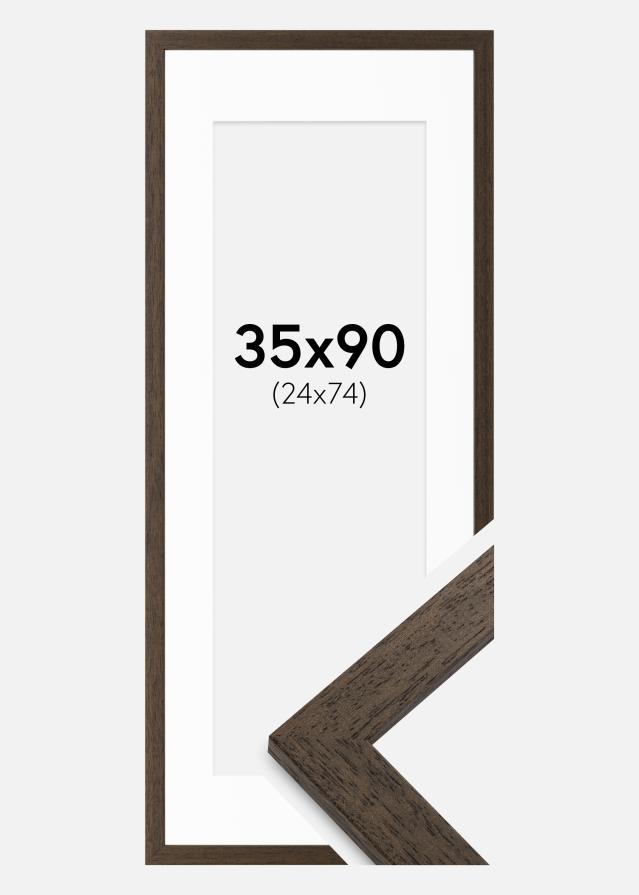 Okvir smeđa drvo 35x90 cm - Paspartui Bijela 25x75 cm