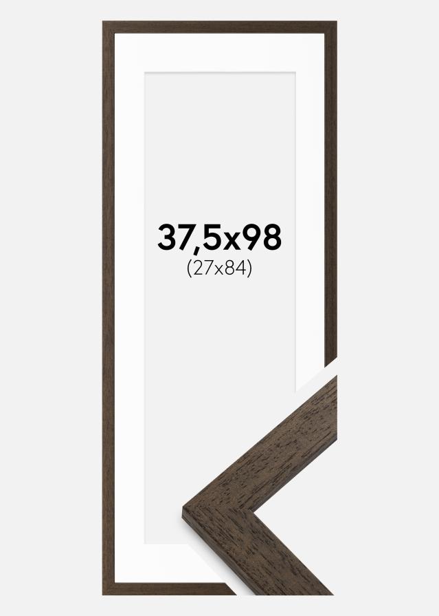 Okvir smeđa drvo 37,5x98 cm - Paspartui Bijela 28x85 cm
