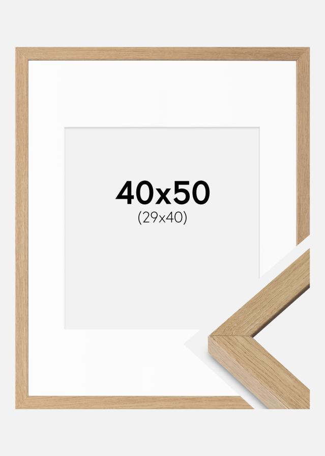 Okvir Hermes priroda hrast 40x50 cm - Paspartui Bijela 30x41 cm