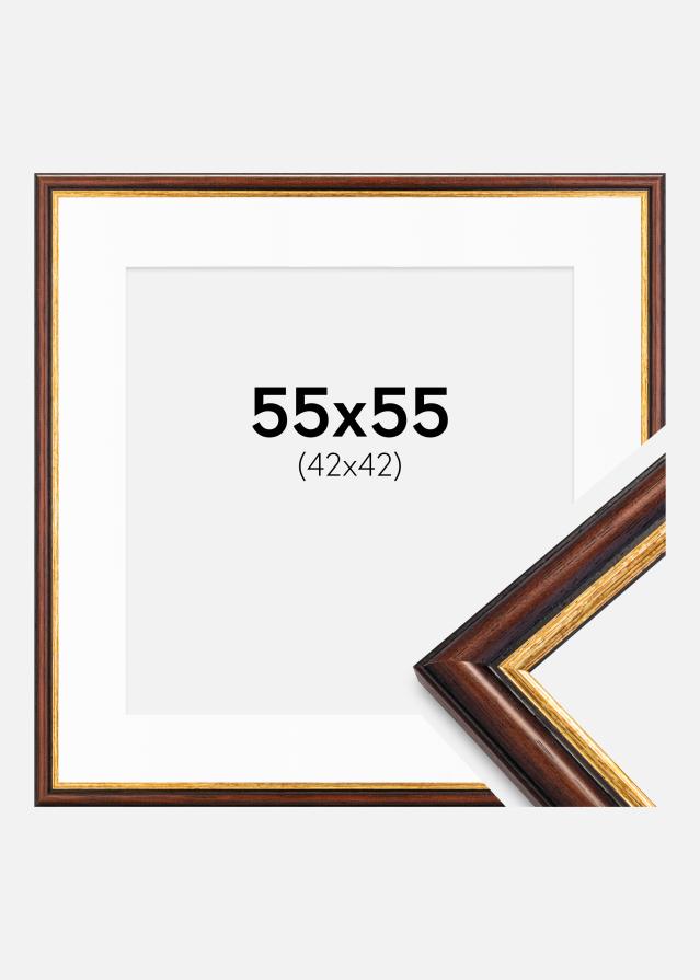 Okvir Siljan smeđa 55x55 cm - Paspartui Bijela 43x43 cm