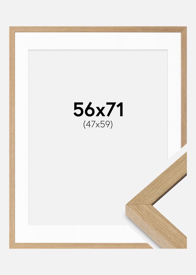 Okvir Hermes priroda hrast 56x71 cm - Paspartui Bijela 48x60 cm