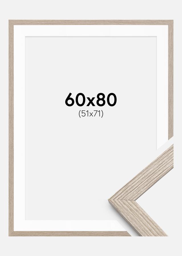 Okvir Stilren Greige hrast 60x80 cm - Paspartui Bijela 52x72 cm
