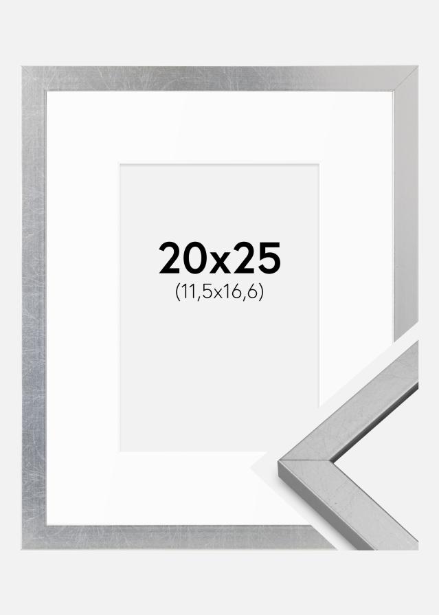 Okvir Minerva Srebro 20x25 cm - Paspartui Bijela B6 125x176 mm