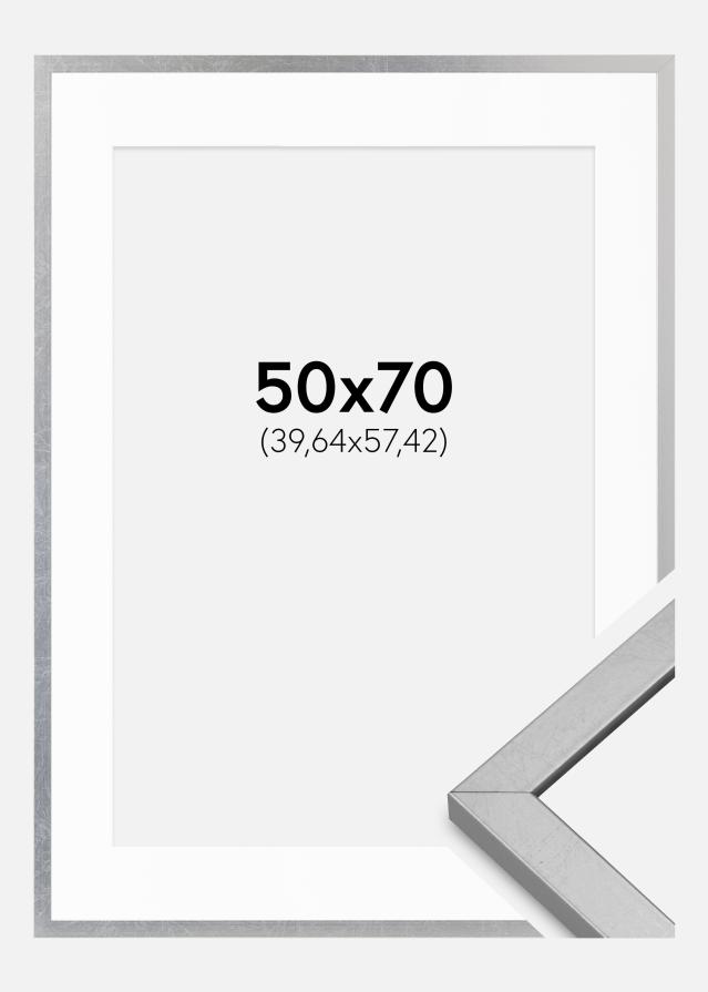 Okvir Minerva Srebro 50x70 cm - Paspartui Bijela 16x23 inča