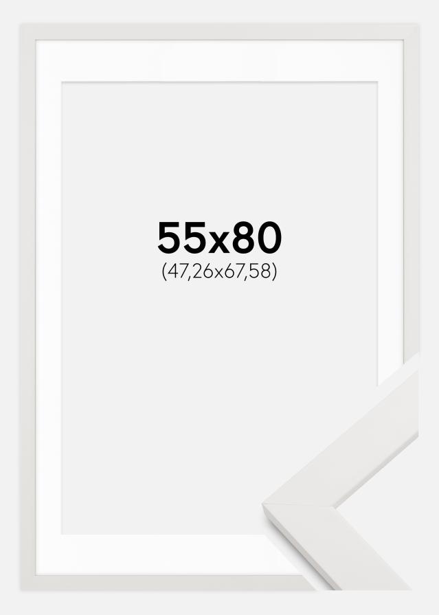 Okvir bijelo drvo 55x80 cm - paspartu Bijela 19x27 inča