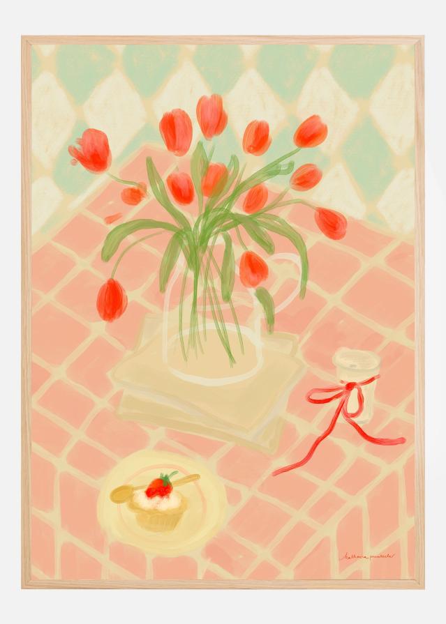 Red Tulips Summer Picnic Plakat