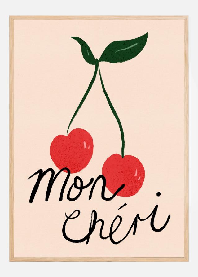 Mon Cheri Cherry Typography Plakat