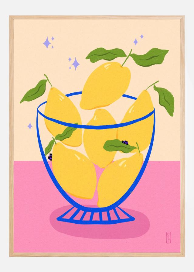 Lemons in a Bowl Retro Plakat