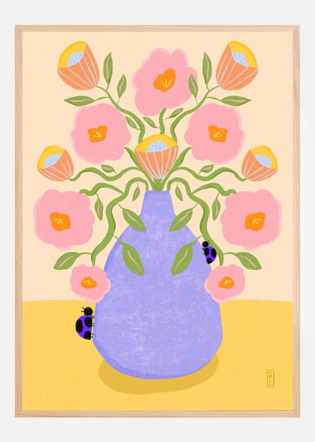 Summer Retro Flowers in a Vase Plakat