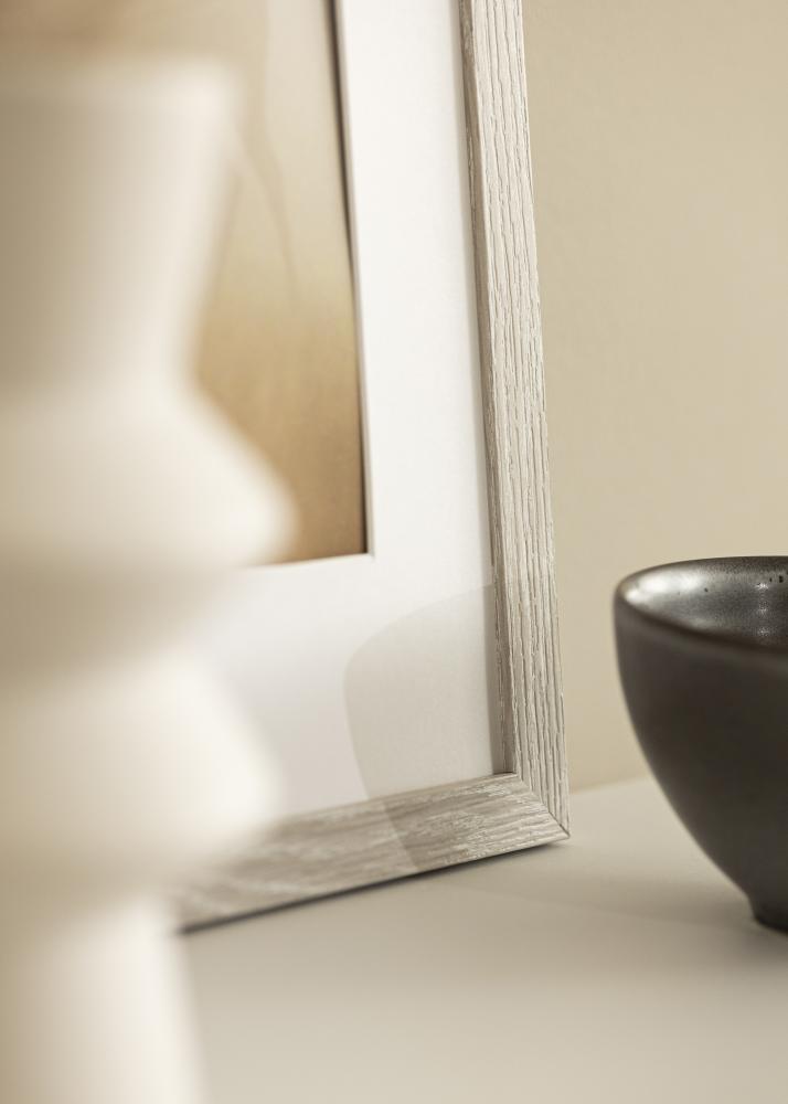 Okvir Stilren svijetlosiva hrast 42x59,4 cm - Paspartui Bijela 25x38 cm