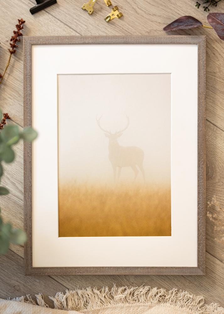 Okvir Ares sivi 40x50 cm - Paspartui Bijela 29,7x42 cm