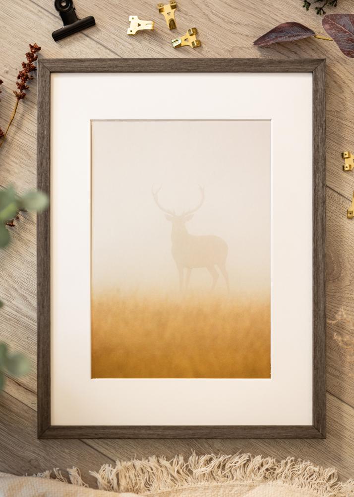 Okvir Ares sivi hrast 45x60 cm - Paspartui Bijela B3 353x500 mm