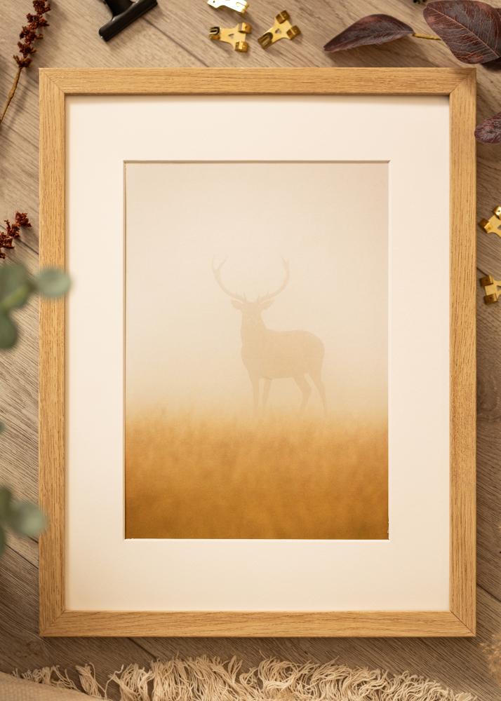 Okvir Hermes priroda hrast 40x50 cm - Paspartui Bijela 29,7x42 cm