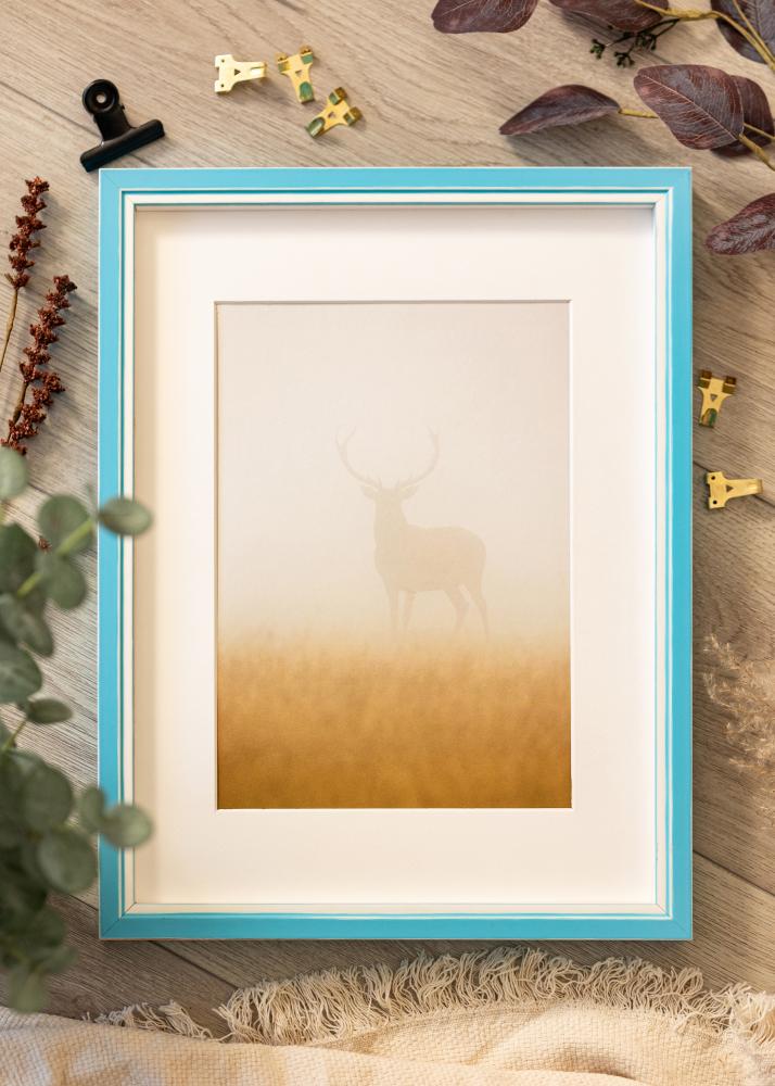 Okvir Diana svijetloplava 30x40 cm - paspartu Bijela 8x12 inča