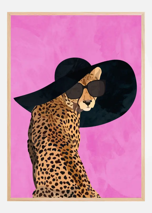 Cheetah Hat Pink Plakat