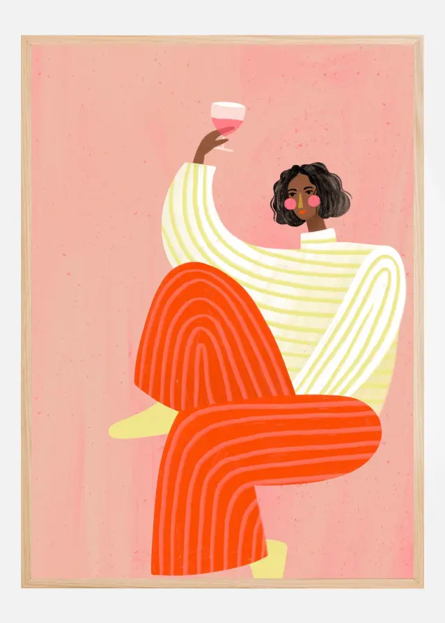 The Woman with the glass of wine Plakat