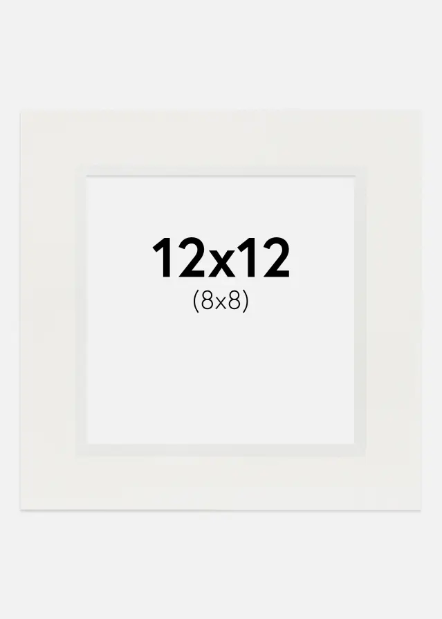 Paspartu Bijelo 3 mm Bijeli unutarnji rub 12x12 cm (8x8)