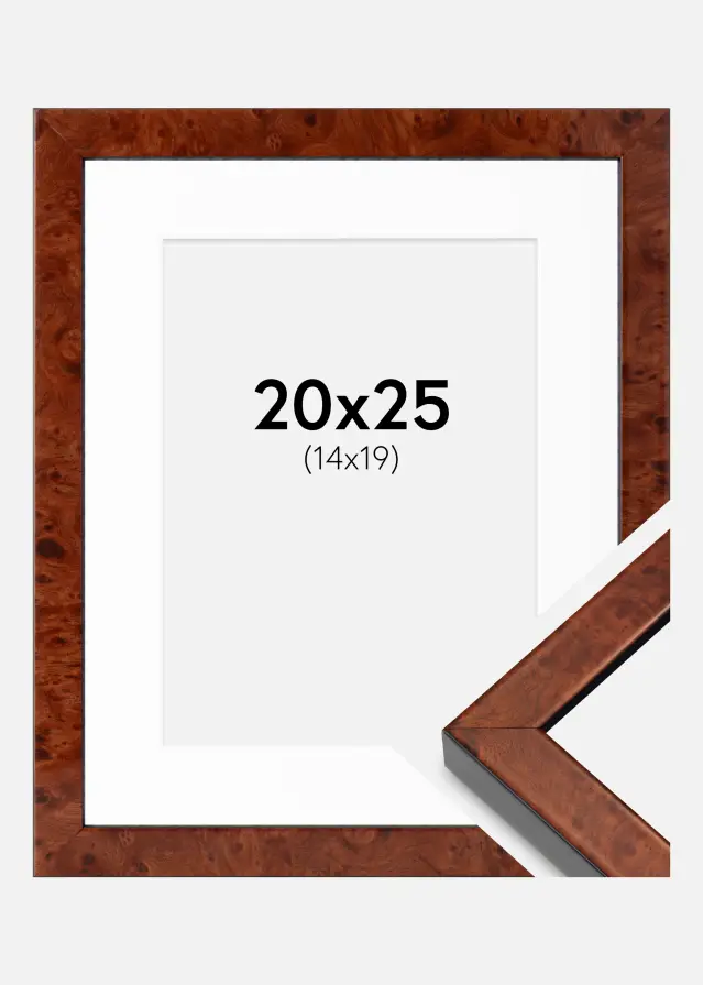 Okvir Hermes orah 20x25 cm - paspartu Bijela 15x20 cm