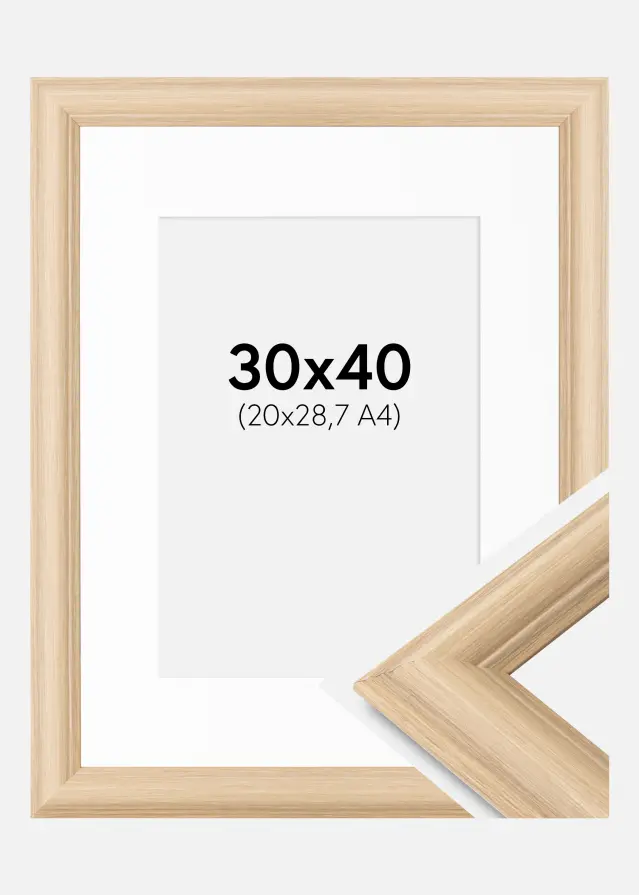 Okvir Västkusten Hrast 30x40 cm - Paspartu Bijelo 21x29,7 cm (A4)