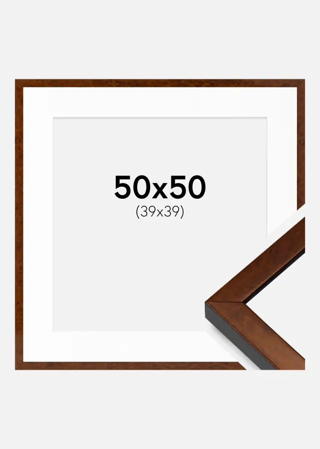 Okvir Ares orah 50x50 cm - paspartu Bijela 40x40 cm