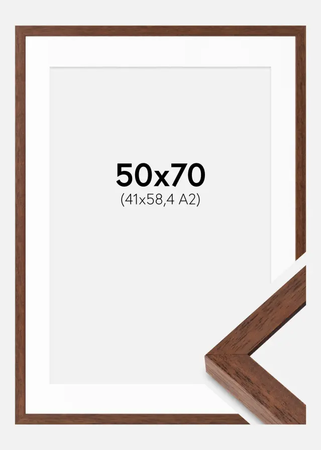 Okvir Hermes Teak 50x70 cm - Paspartui Bijela 42x59,4 cm