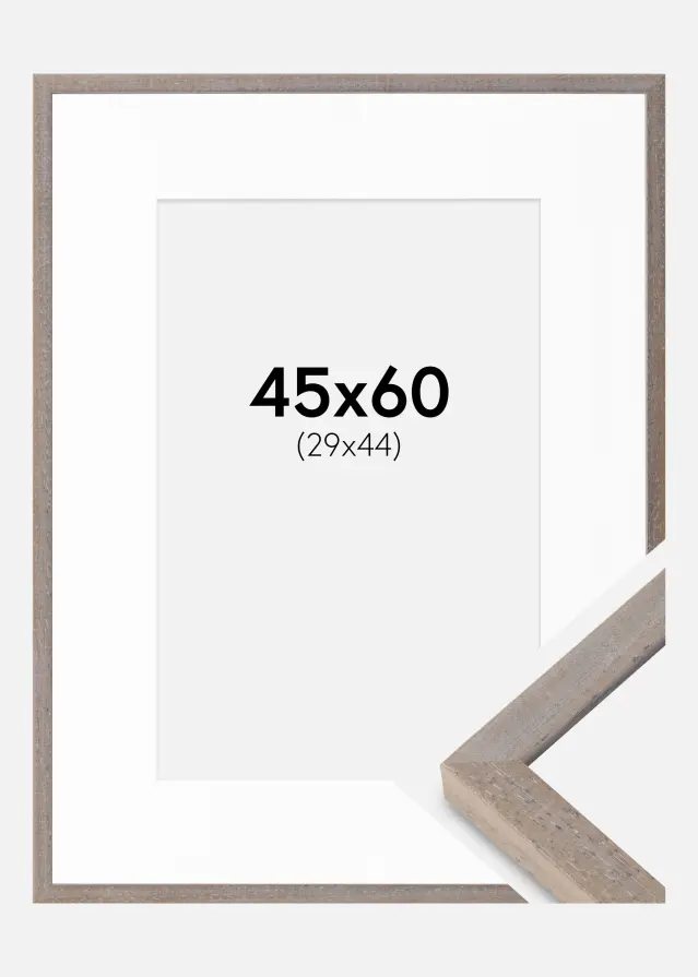 Okvir Ares siva 45x60 cm - Paspartui Bijela 30x45 cm