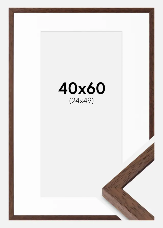 Okvir Ares Teak 40x60 cm - Paspartui Bijela 25x50 cm