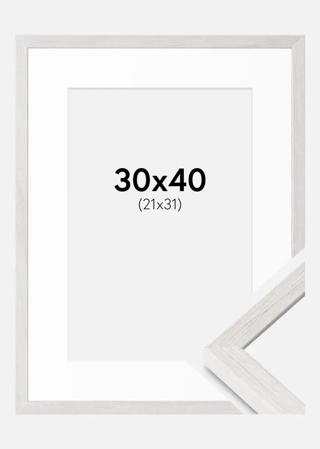 Okvir Ares Bijela hrast 30x40 cm - Paspartui Bijela 22x32 cm