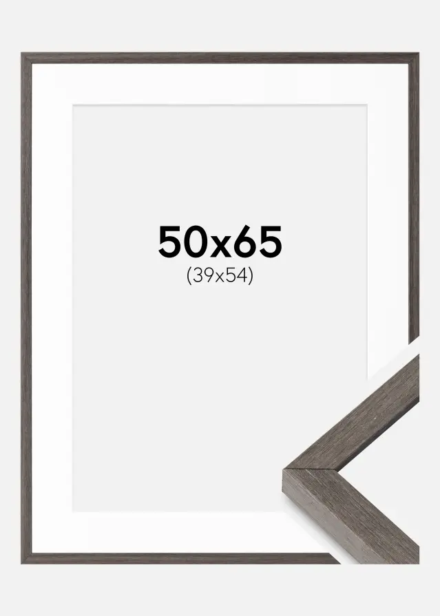 Okvir Ares sivi hrast 50x65 cm - Paspartui Bijela 40x55 cm