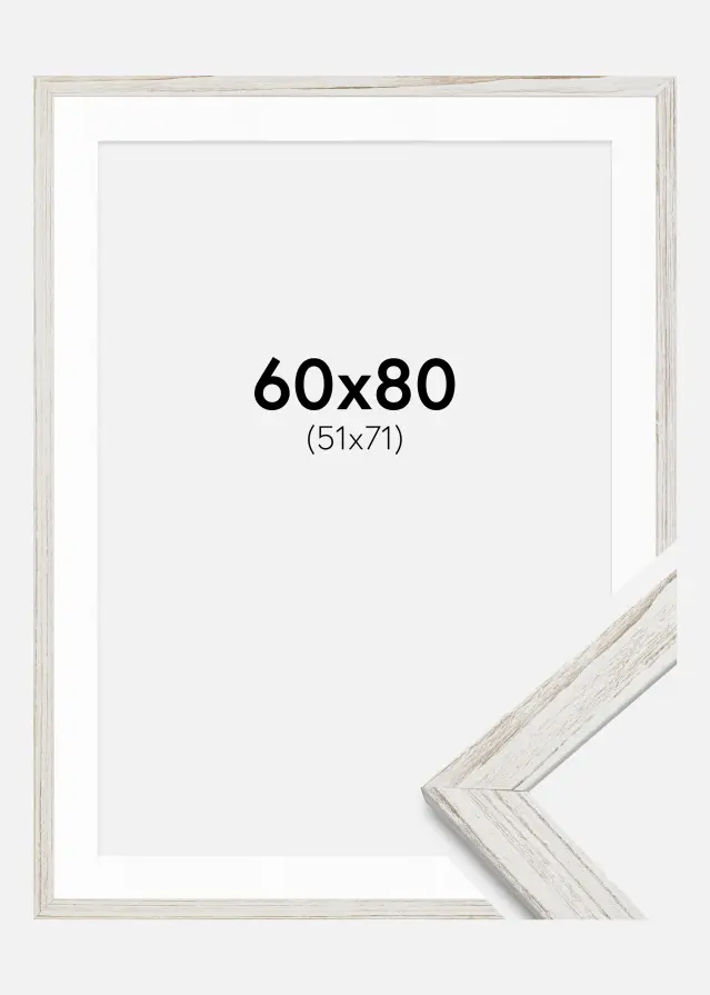 Okvir Stilren Vintage Bijela 60x80 cm - Paspartui Bijela 52x72 cm