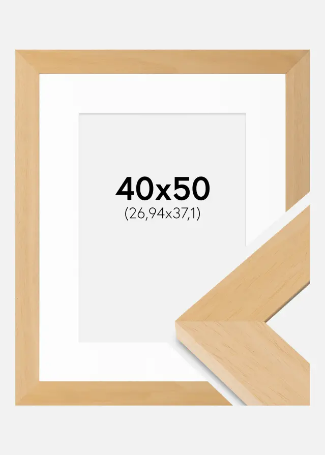 Okvir Juno drvo 40x50 cm - Paspartui Bijela 11x15 inča