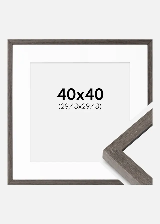 Okvir Ares sivi hrast 40x40 cm - Paspartui Bijela 12x12 inča