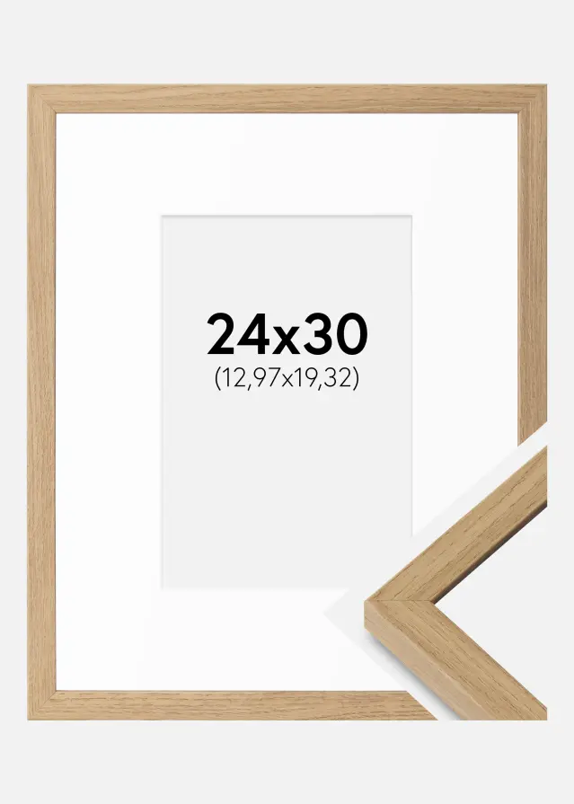 Okvir Ares priroda hrast 24x30 cm - Paspartui Bijela 5,5x8 inča