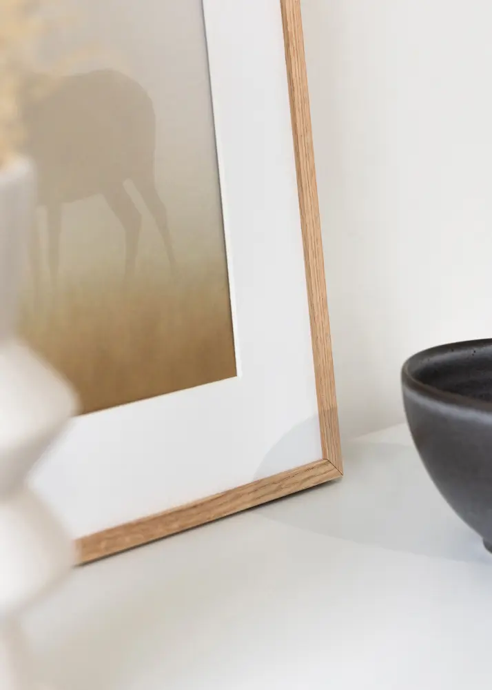 Okvir Tanak Hrast 13x18 cm - Paspartu Bijelo 9x13 cm